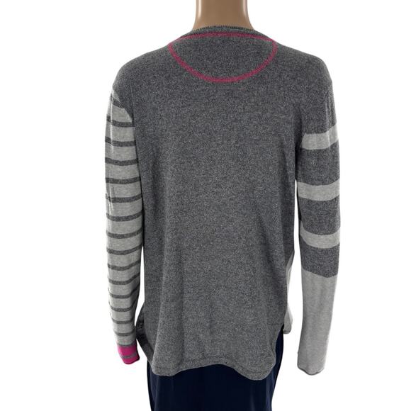 Lisa Todd Gray Contrasting Stripes Cotton Pullover Sweater - Picture 7 of 10